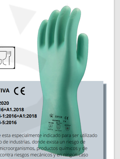 GUANTE NITRILO COLOR VERDE FLOCKADO INTERIORMENTE