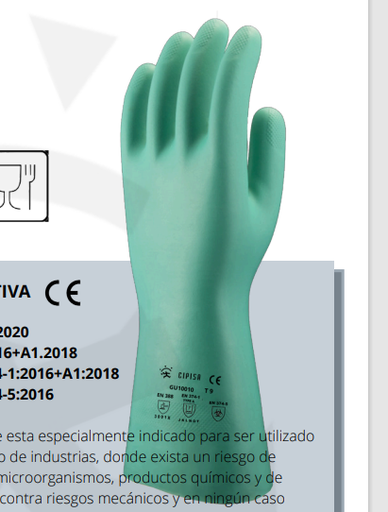 [CIP-GU10010] GUANTE NITRILO COLOR VERDE FLOCKADO INTERIORMENTE